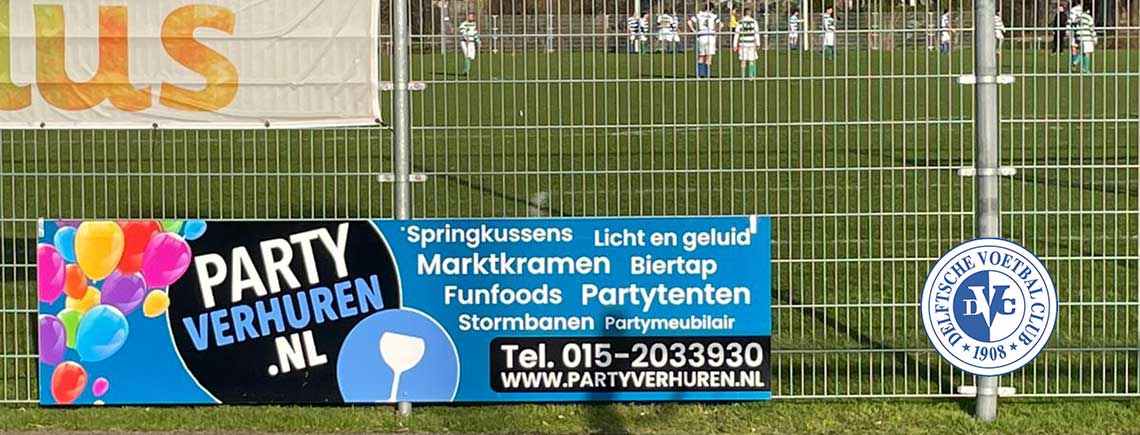 Partyverhuren.nl nieuwe bordsponsor van DVC Delft
